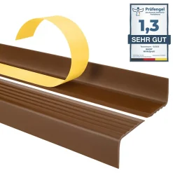 Nez de marche PVC 40x25mm, , profilé d'escalier ND, auto-adhésif, antidérapant, d'escalier-protection, marron, 0.9m-Quest Outlet
