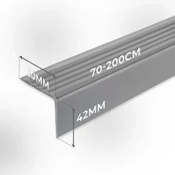 Quest Nez de marche PVC 50x42mm, , profilé d'escalier RGP, auto-adhésif, antidérapant, d'escalier-protection, noir-argent, 0.9m