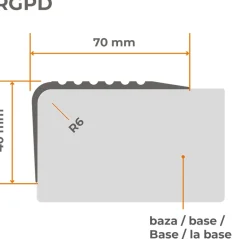 Quest Nez de marche PVC 52x40mm, , profilé d'escalier RGPD, antidérapant, d'escalier-protection, gris foncé, 1.5m