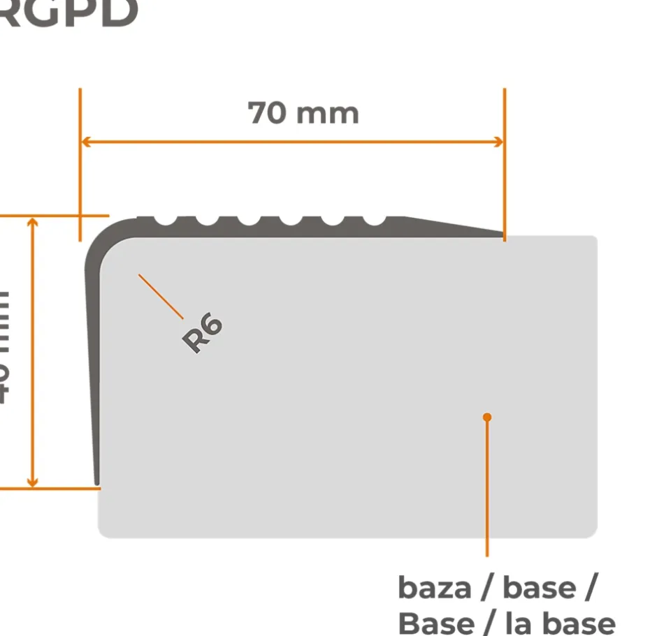 Quest Nez de marche PVC 52x40mm, , profilé d'escalier RGPD, antidérapant, d'escalier-protection, gris foncé, 1.5m