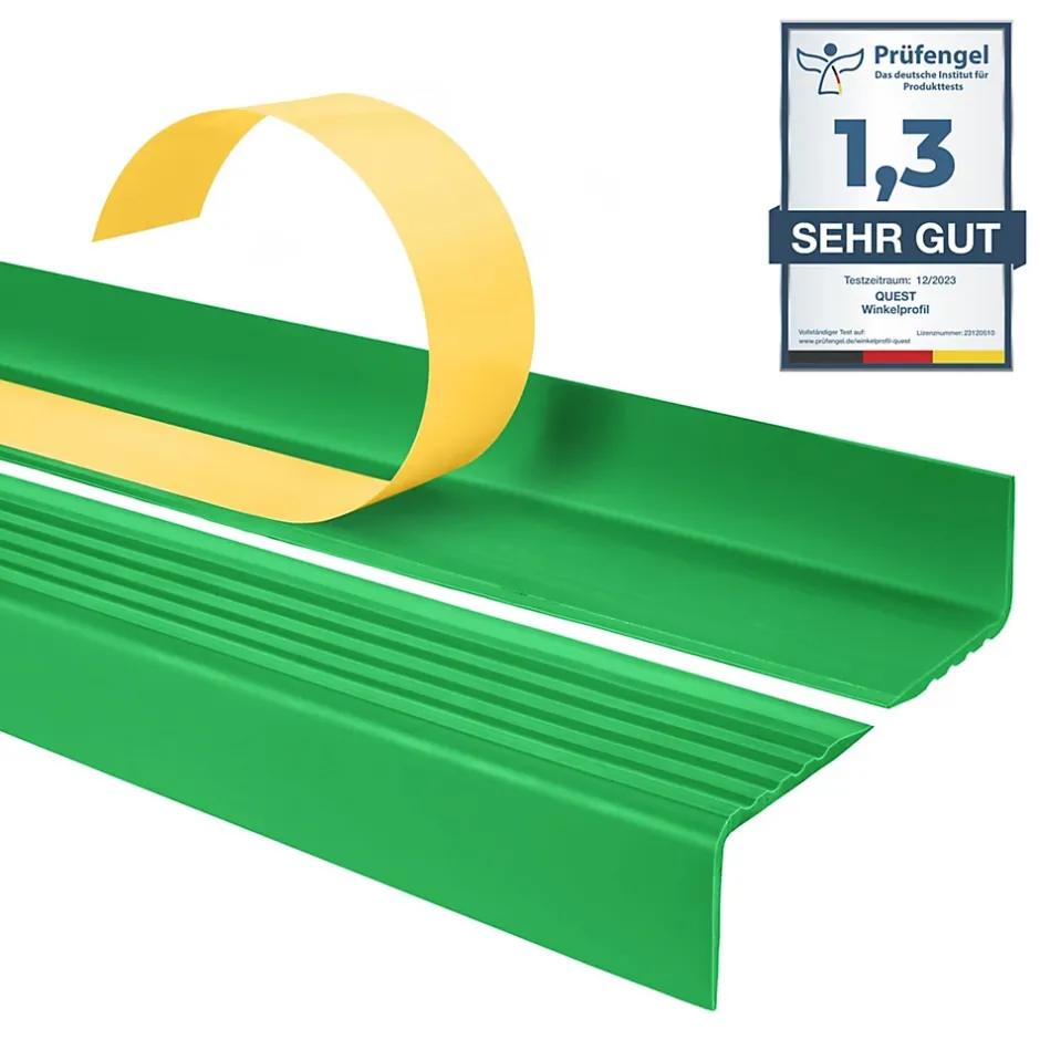 Nez de marche PVC 40x25mm, , profilé d'escalier ND, auto-adhésif, antidérapant, d'escalier-protection, vert, 1.5m-Quest Clearance