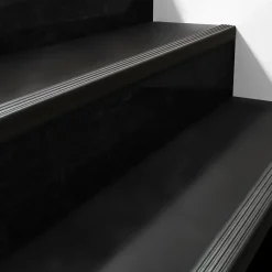 Quest Nez de marche PVC 40x25mm, , profilé d'escalier ND, auto-adhésif, antidérapant, d'escalier-protection, noir-argent, 1.1m