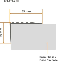 Nez de marche PVC 48x42mm, , profilé d'escalier RD-ON, auto-adhésif, antidérapant, d'escalier-protection, noir, 0.9m-Quest Outlet