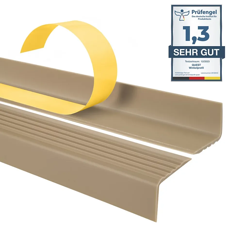 Nez de marche PVC 40x25mm, , profilé d'escalier ND, auto-adhésif, antidérapant, d'escalier-protection, beige, 0.7m-Quest Online