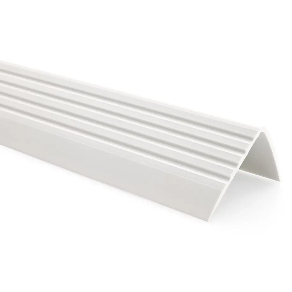 Quest Nez de marche PVC 50x42mm, , profilé d'escalier RGP, auto-adhésif, antidérapant, d'escalier-protection, blanc, 1.1m