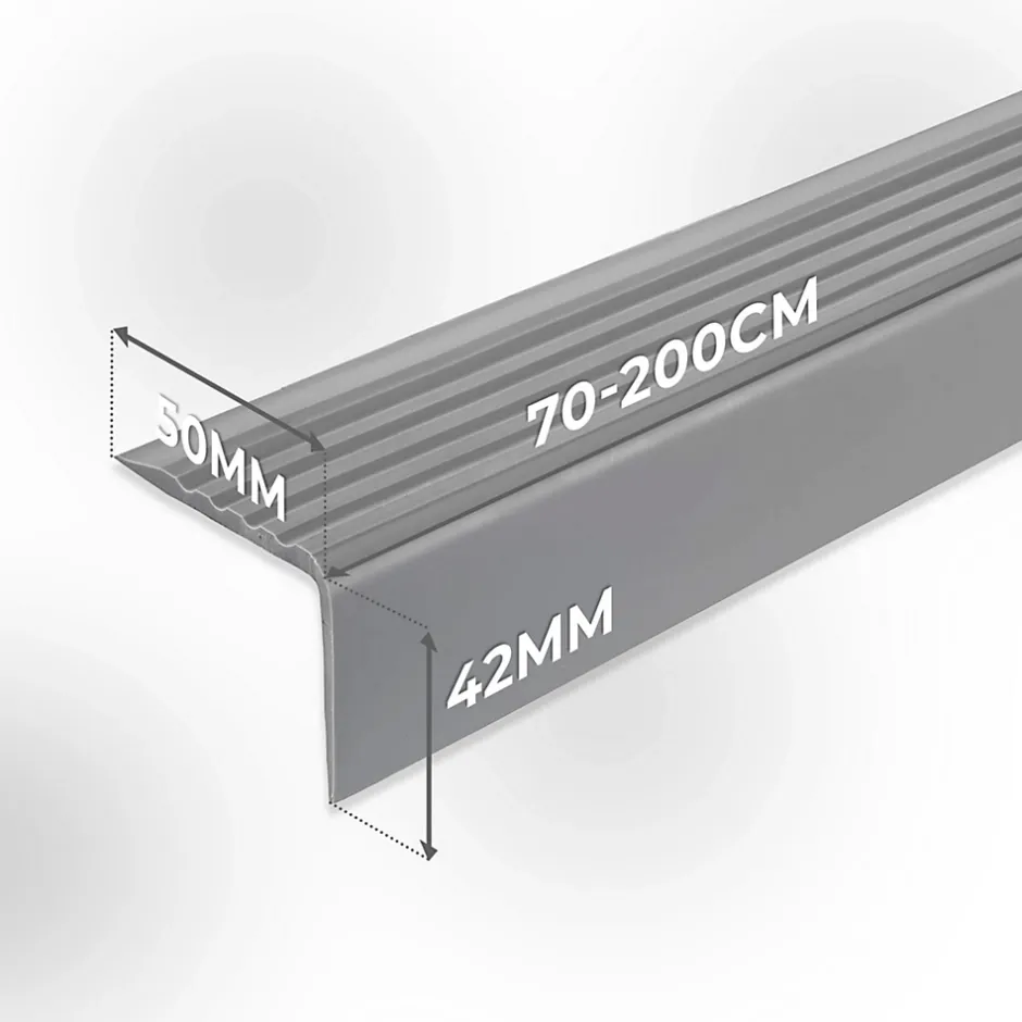 Quest Nez de marche PVC 50x42mm, , profilé d'escalier RGP, auto-adhésif, antidérapant, d'escalier-protection, blanc, 1.1m