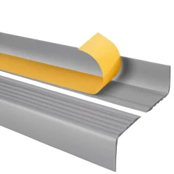 Nez de marche PVC 50x42mm, , profilé d'escalier RGP, auto-adhésif, antidérapant, d'escalier-protection, argenté, 1.8m-Quest Sale