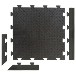 Intec Pack 5 Bordures Males pour Dalle PVC noire Clipsable Sol Antidérapant Carré Garage Atelier PS50CRN/M