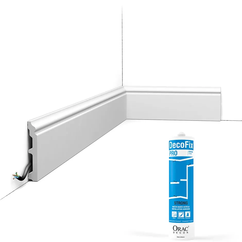 Pack 10 mètres Plinthes SX173 avec colle - Orac x Cimaises-et-plus - 10 x1,6x200cm (h x p x L) - plinthe décorative polymère-Orac Decor Discount