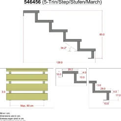 Vinuovo Pack 2 pièces - Limon acier galvanisé 5 marches - H 85cm - Option contremarches