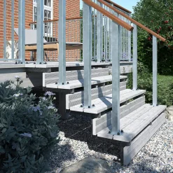 Pack 3 pièces - Limon acier galvanisé 4 marches - H 68cm - Option contremarches-Vinuovo Hot