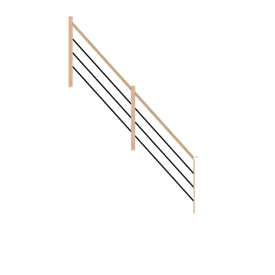 Fortia Pack balustrade verticale hêtre coloris naturel et aluminium noir h.100,5 x l.271,8 cm
