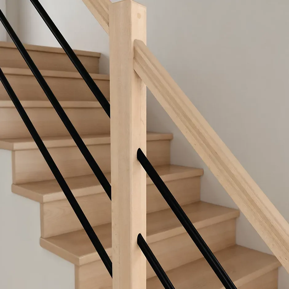 Fortia Pack balustrade verticale hêtre coloris naturel et aluminium noir h.100,5 x l.271,8 cm