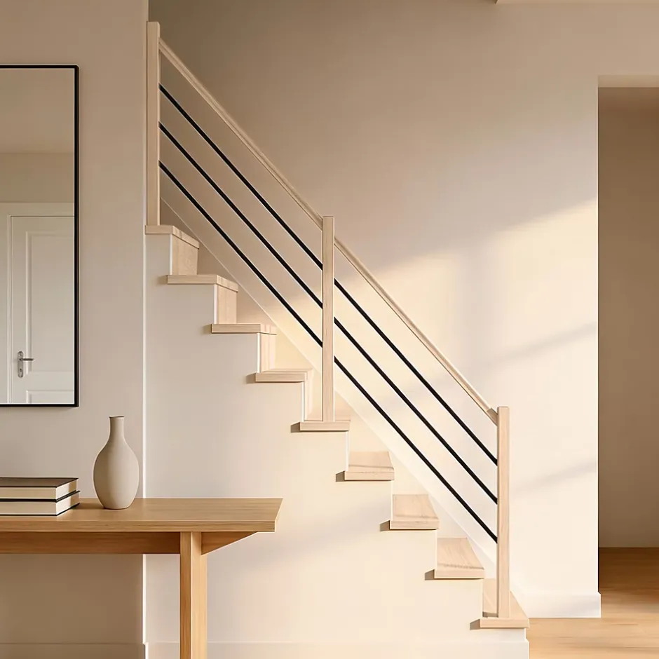 Fortia Pack balustrade verticale hêtre coloris naturel et aluminium noir h.100,5 x l.271,8 cm