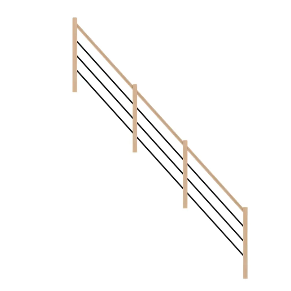 Fortia Pack balustrade verticale hêtre coloris naturel et aluminium noir h.105,8 x l.346,8 cm