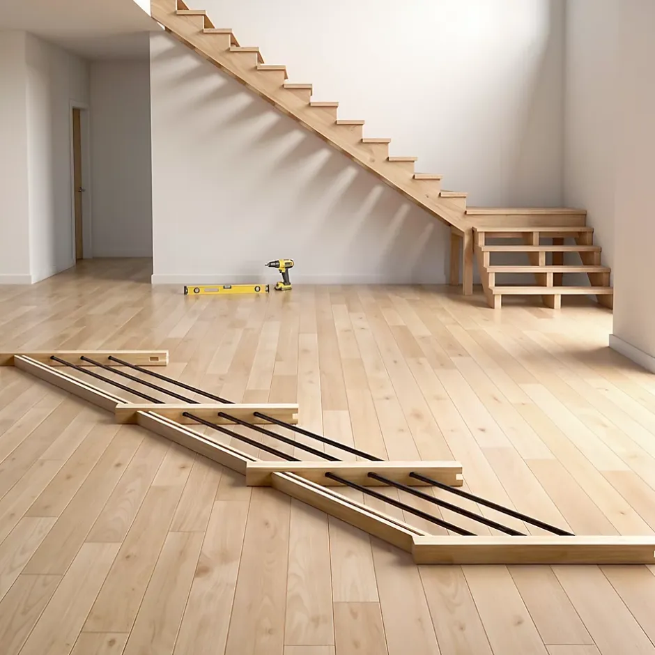 Fortia Pack balustrade verticale hêtre coloris naturel et aluminium noir h.105,8 x l.346,8 cm