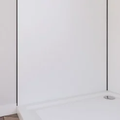 Pack de 2 panneaux muraux de salle de bains, blanc avec profilés noirs, l.90+90 x H.210 x P.0,3 cm, Alucolors-Galedo