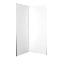 Pack de 2 panneaux muraux de salle de bains, blanc avec profilés noirs, l.90+90 x H.210 x P.0,3 cm, Alucolors-Galedo