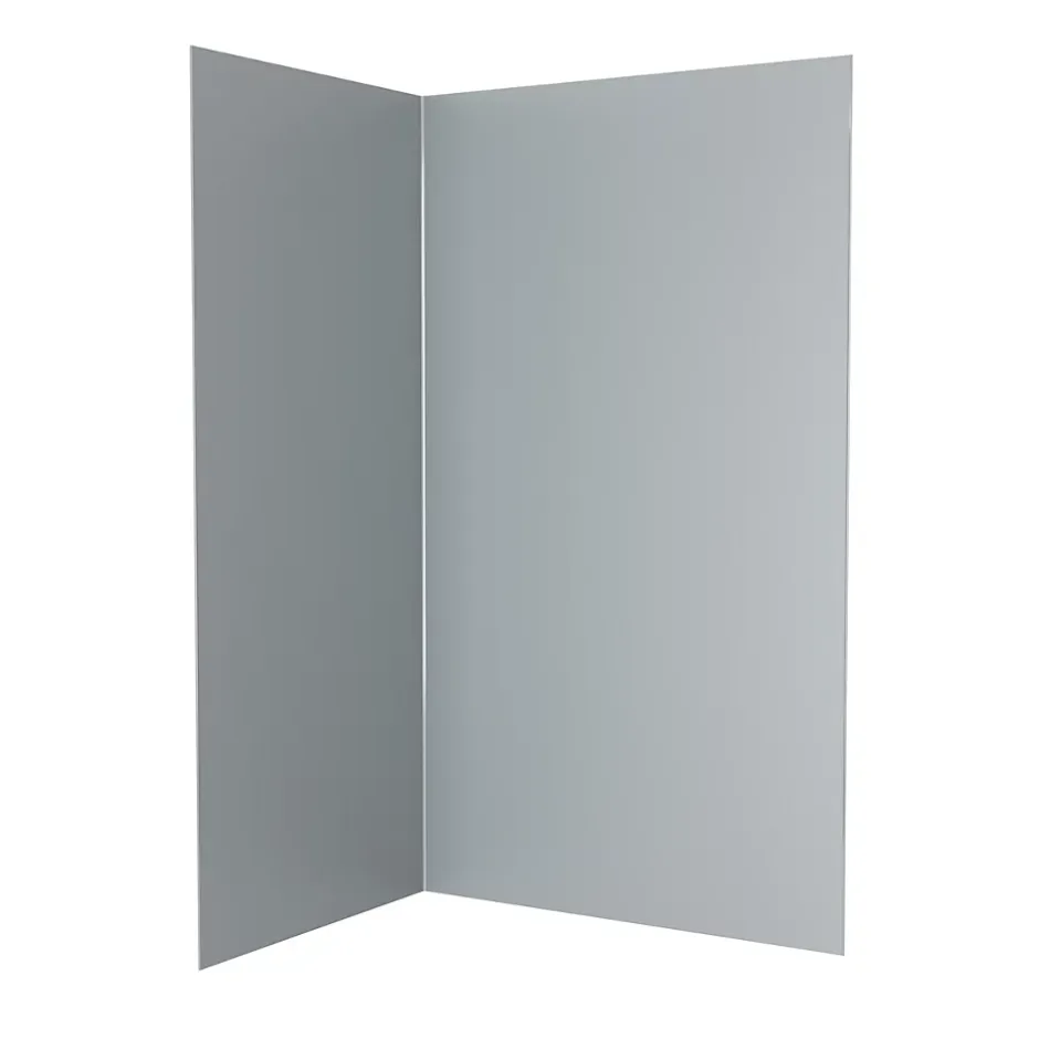 Pack de 2 panneaux muraux de salle de bains, gris avec profilés chromés, l.120+90 x H.210 x P.0,3 cm, Alucolors-Galedo
