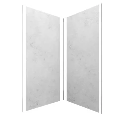 Pack de 2 panneaux muraux de salle de bains, gris effet pierre avec profilés chromés, l.90+90 x H.210 x P.0,3 cm, Homestone-Galedo Outlet