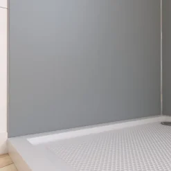 Pack de 2 panneaux muraux de salle de bains, gris avec profilés chromes, l.90+90 x H.210 x P.0,3 cm, Alucolors-Galedo New