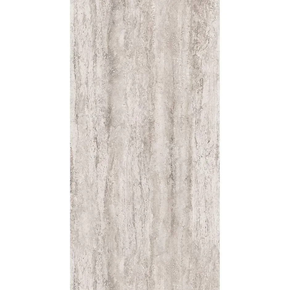 Pack de 2 panneaux muraux de salle de bains l.100 x H.255 cm, effet travertin beige structuré , DécoDesign Softtouch-Schulte