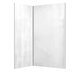 Galedo Pack de 2 panneaux muraux de salle de bains, blanc effet pierre avec profilés noirs, l.120+90 x H.210 x P.0,3 cm, Homestone