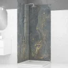 Galedo Pack de 2 panneaux muraux de salle de bains, gris et doré effet marbre avec profilés chromés, l.90+90 x H.210 x P.0,3 cm, Homestone