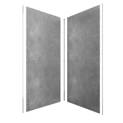 Galedo Pack de 2 panneaux muraux de salle de bains, gris foncé effet pierre avec profilés chromés, l.90+90 x H.210 x P.0,3 cm, Homestone