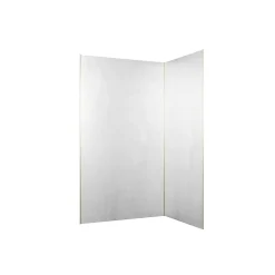 Galedo Pack de 2 panneaux muraux de salle de bains, blanc effet pierre avec profilés dorés, l.120+90 x H.210 x P.0,3 cm, Homestone