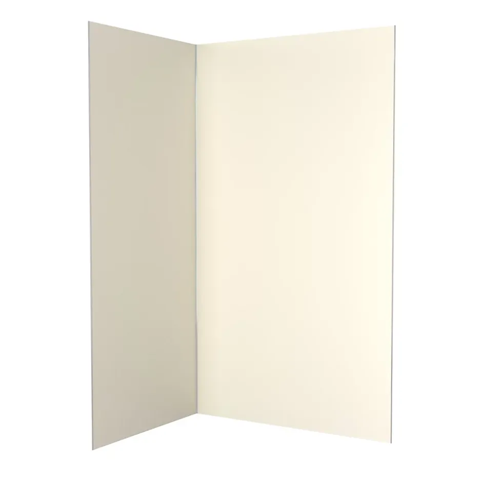 Pack de 2 panneaux muraux de salle de bains, ivoire avec profilés chromés, l.120+90 x H.210 x P.0,3 cm, Alucolors-Galedo Discount