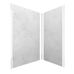 Galedo Pack de 2 panneaux muraux de salle de bains, gris effet pierre avec profilés chromés, l.120+90 x H.210 x P.0,3 cm, Homestone