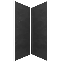 Pack de 2 panneaux muraux de salle de bains, gris foncé effet ardoise avec profilés noirs, l.90+90 x H.210 x P.0,3 cm, Homestone-Galedo Outlet