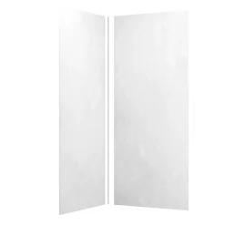 Galedo Pack de 2 panneaux muraux de salle de bains, blanc effet pierre avec profilés chromés, l.90+90 x H.210 x P.0,3 cm, Homestone