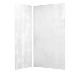 Galedo Pack de 2 panneaux muraux de salle de bains, blanc effet pierre avec profilés chromés, l.120+90 x H.210 x P.0,3 cm, Homestone