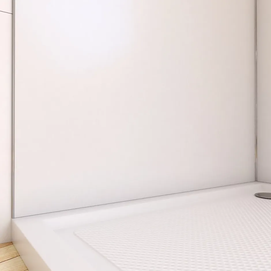 Galedo Pack de 2 panneaux muraux de salle de bains, blanc avec profilés chromés, l.90+90 x H.210 x P.0,3 cm, Alucolors