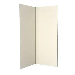 Galedo Pack de 2 panneaux muraux de salle de bains, ivoire avec profilés noirs, l.90+90 x H.210 x P.0,3 cm, Alucolors