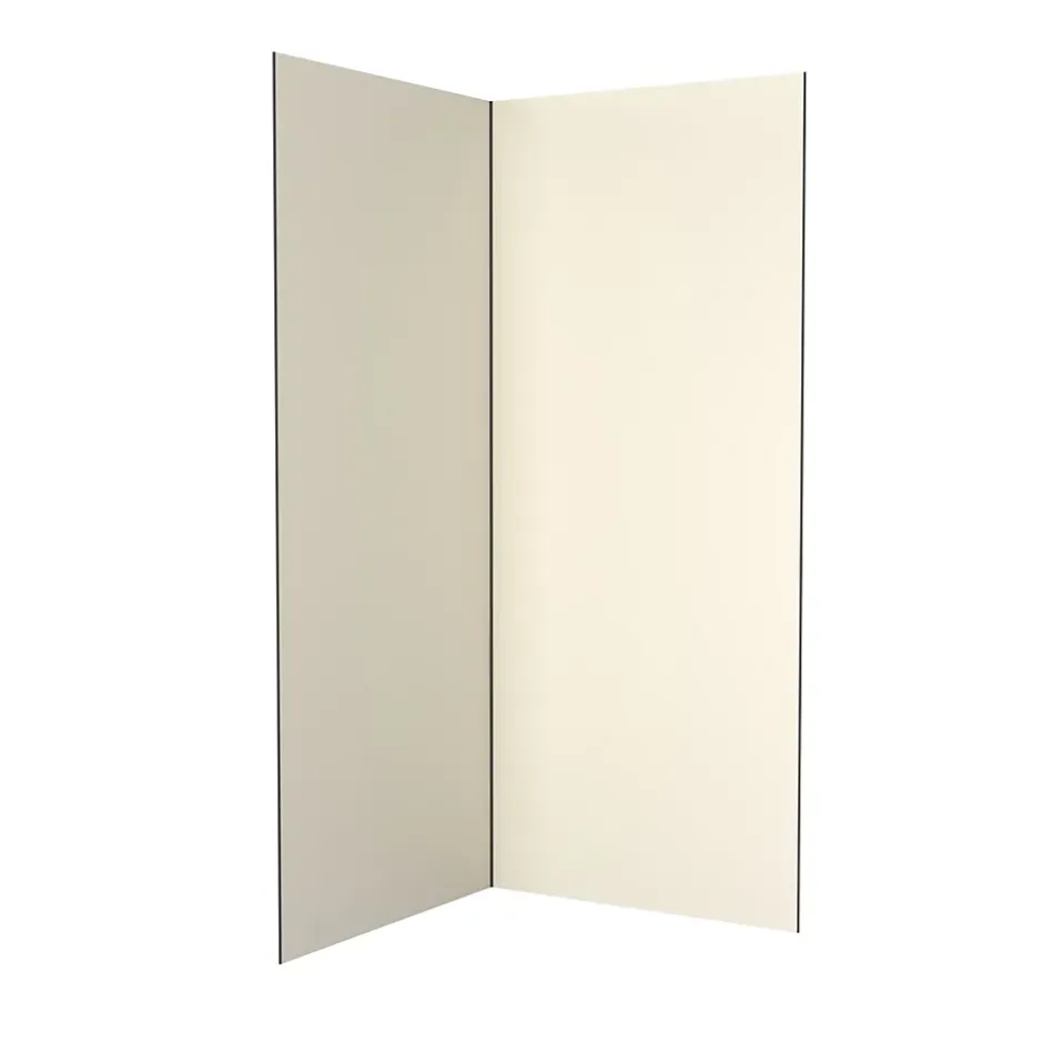 Galedo Pack de 2 panneaux muraux de salle de bains, ivoire avec profilés noirs, l.90+90 x H.210 x P.0,3 cm, Alucolors