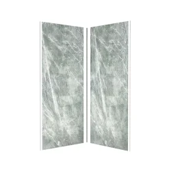 Pack de 2 panneaux muraux de salle de bains, vert effet pierre avec profilés chromés, l.90+90 x H.210 x P.0,3 cm, Homestone-Galedo