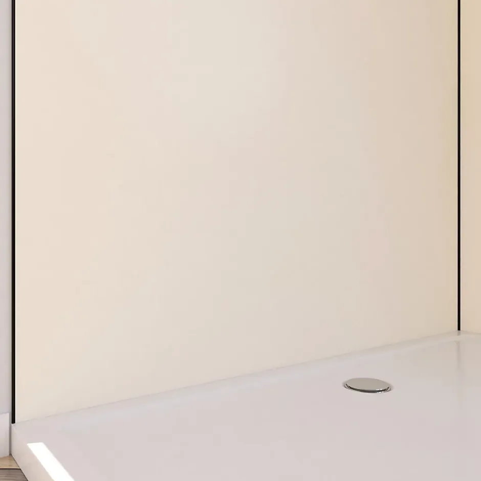 Pack de 2 panneaux muraux de salle de bains, ivoire avec profilés noirs, l.120+90 x H.210 x P.0,3 cm, Alucolors-Galedo Online