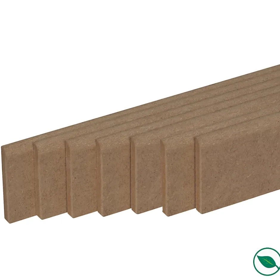 Forestea Pack de 7 plinthes bord arrondi MDF brut 2200 x 50 x 9 mm