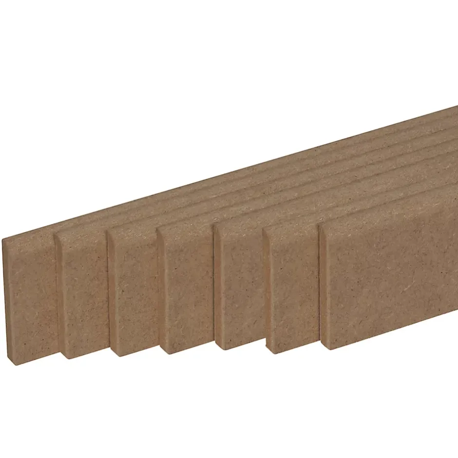 Forestea Pack de 7 plinthes bord arrondi MDF brut 2200 x 50 x 9 mm