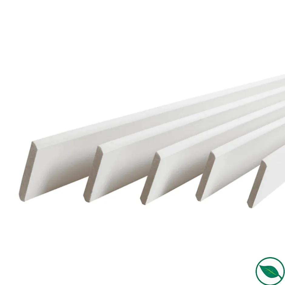 Forestea Pack de 5 plinthes bord arrondi MDF revêtues blanc 2200 x 68 x 9 mm