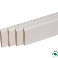 Forestea Pack de 4 plinthes bord arrondi MDF revêtues blanc 2200 x 150 x 16 mm