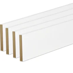 Pack de 4 plinthes bord carré MDF revêtues blanc 2200 x 68 x 12 mm-Forestea Online