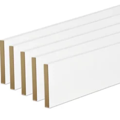 Forestea Pack de 5 plinthes bord carré MDF revêtues blanc 2200 x 96 x 9 mm
