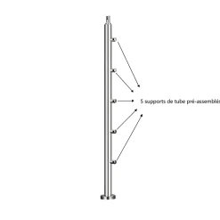 Pack garde-corps 2 m 5 barres inox 304 argent installation verticale intérieur extérieur by Aica-AICA Sanitaire Online