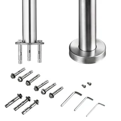 Pack garde-corps 2 m 5 barres inox 304 argent installation verticale intérieur extérieur by Aica-AICA Sanitaire Online