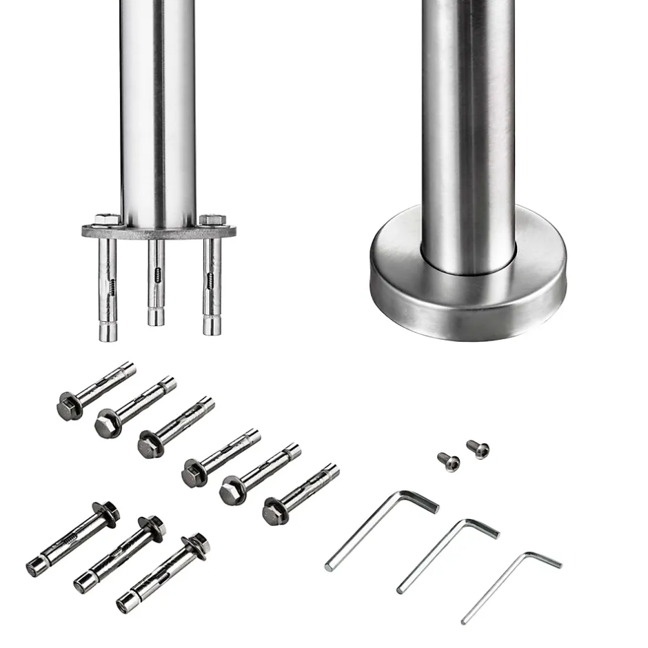 Pack garde-corps 2 m 5 barres inox 304 argent installation verticale intérieur extérieur by Aica-AICA Sanitaire Online