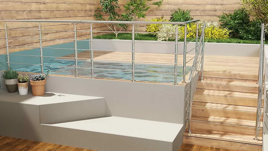 Pack garde-corps 2 m 5 barres inox 304 argent installation verticale intérieur extérieur by Aica-AICA Sanitaire Online